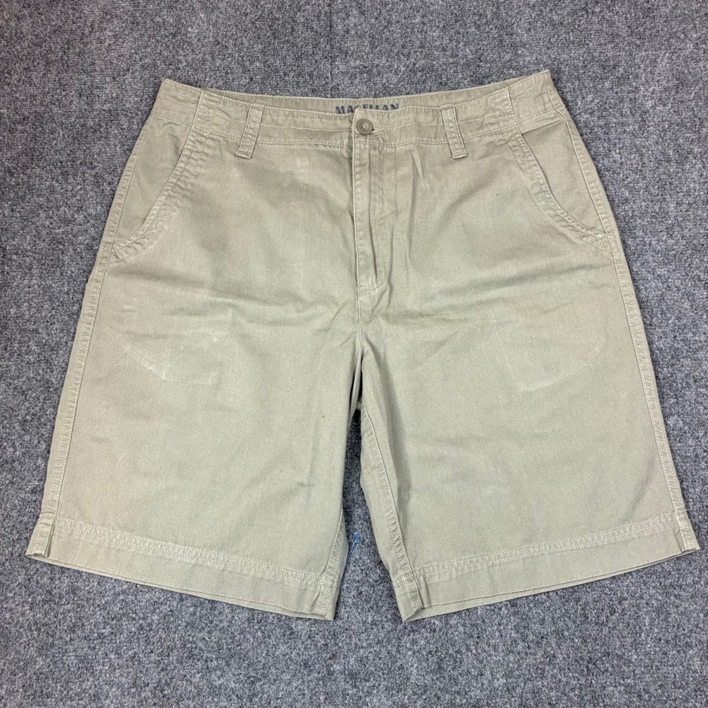 Magellan Sportswear Mens 38 Khaki Tan Cotton Twill Flat Front Outdoor Shorts